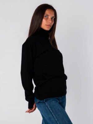 SWEATER Dolcevita bordi a righe larghe pendaglio rosso