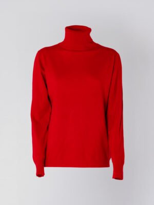 SWEATER Dolcevita bordi a righe larghe pendaglio rosso