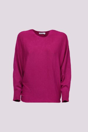 MAGLIA collo a barchetta manica a pipistrello e bordi a costine
