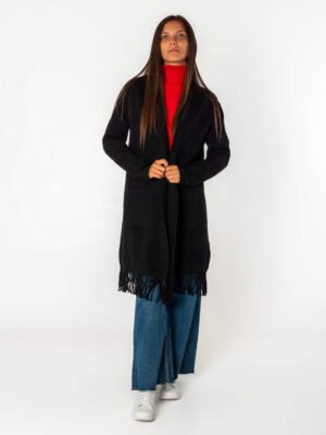 CARDIGAN lungo con frange e taschine laterali ONEWORLD HYBRID
