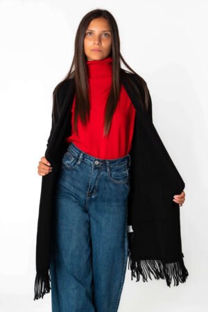 CARDIGAN lungo con frange e taschine laterali