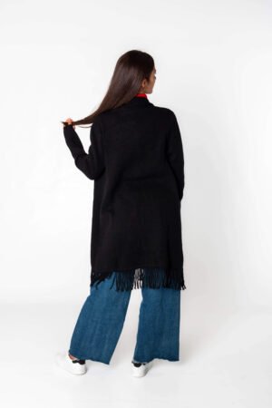 CARDIGAN lungo con frange e taschine laterali