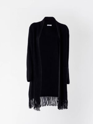 CARDIGAN lungo con frange e taschine laterali