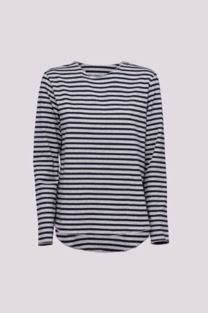 MAGLIA Girocollo a righe e fondo arrotondato