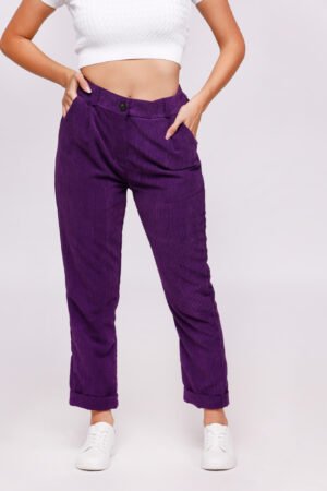 PANTALONE velluto senza bottoni con risvolti