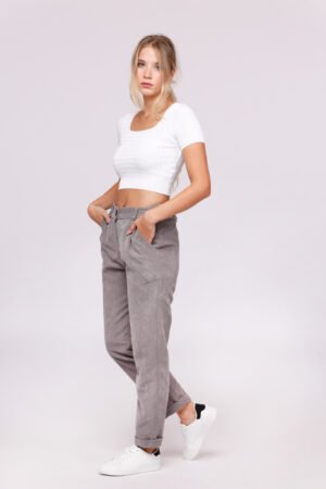 PANTALONE velluto senza bottoni con risvolti
