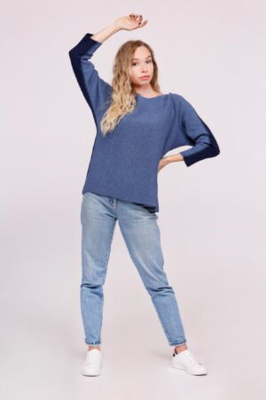 MAGLIA bicolore a girocollo con cuciture esterne