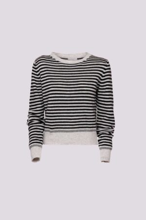 MAGLIA a righe con girocollo a costine e orli a contrasto
