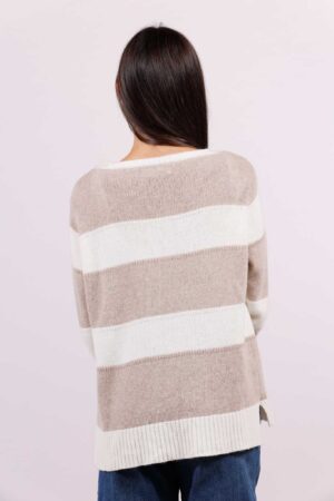 MAGLIA stripes extralarge con collo a barchetta e orli a coste
