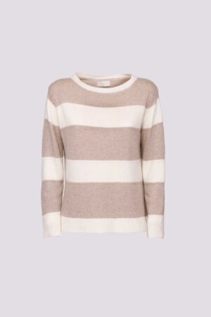 MAGLIA stripes extralarge con collo a barchetta e orli a coste