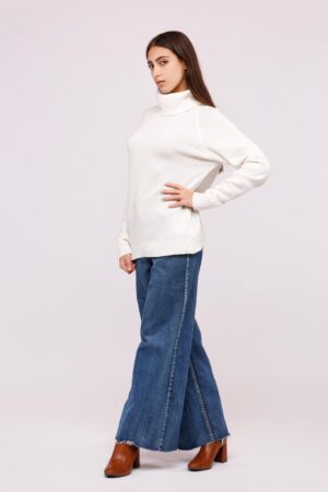 MAGLIA dolcevita con orli a costine e ricami ONEWORLD HYBRID