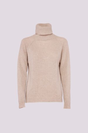 MAGLIA dolcevita con orli a costine e ricami