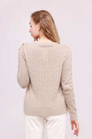 MAGLIA girocollo con ricami in rilevo e orli a  costine