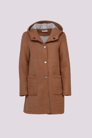 CAPPOTTO lungo con bottoni a pressione e cappuccio