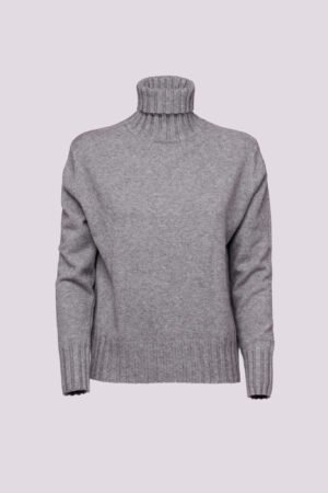 MAGLIA dolcevita con bordi alti a coste