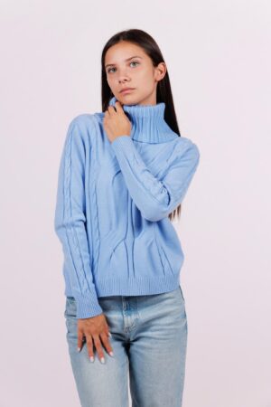 MAGLIA dolcevita largo con ricami in rilievo e orli a costine