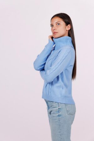 MAGLIA dolcevita largo con ricami in rilievo e orli a costine