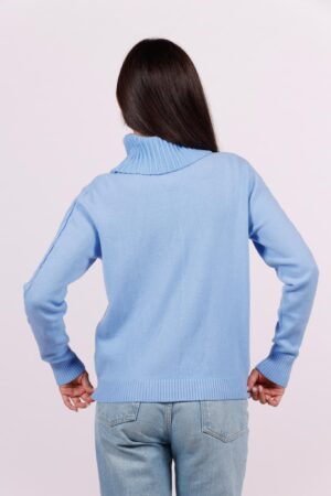 MAGLIA dolcevita largo con ricami in rilievo e orli a costine