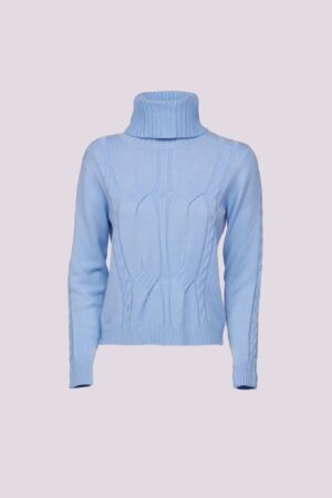 MAGLIA dolcevita largo con ricami in rilievo e orli a costine