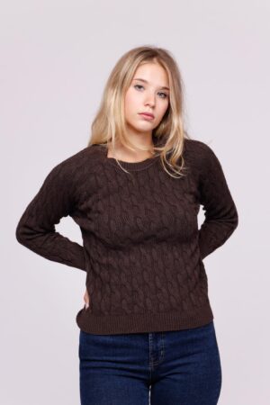MAGLIA girocollo con ricami in rilevo e bordi a costine