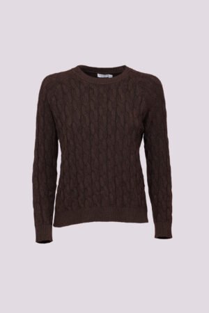 MAGLIA girocollo con ricami in rilevo e bordi a costine