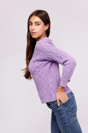 MAGLIA girocollo con ricami in rilevo e bordi a costine