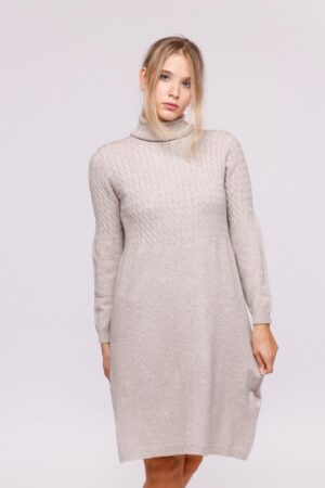 ABITO a maglia con collo alto e ricami in rilievo