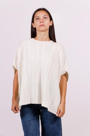 MAGLIA a poncho girocollo con ricami in rilievo