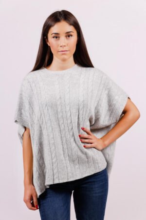 MAGLIA a poncho girocollo con ricami in rilievo
