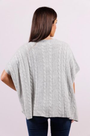 MAGLIA a poncho girocollo con ricami in rilievo