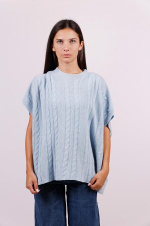 MAGLIA a poncho girocollo con ricami in rilievo