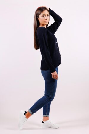 CARDIGAN con apertura a V bottoncini e orli a coste ONEWORLD HYBRID
