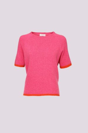 MAGLIA a manica corta con bordi a contrasto e ricami in rilievo