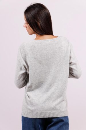 MAGLIA a manica lunga con scollo a V e orli a costine