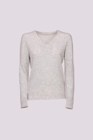 MAGLIA a manica lunga con scollo a V e orli a costine