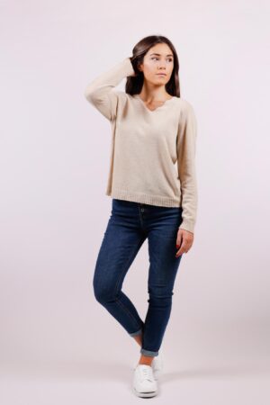 MAGLIA a manica lunga con scollo a V e orli a costine ONEWORLD HYBRID