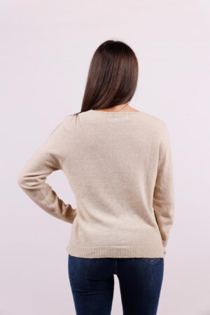 MAGLIA a manica lunga con scollo a V e orli a costine
