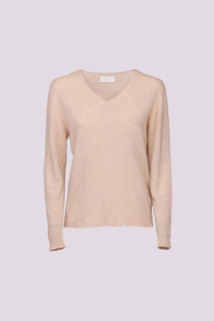 MAGLIA a manica lunga con scollo a V e orli a costine