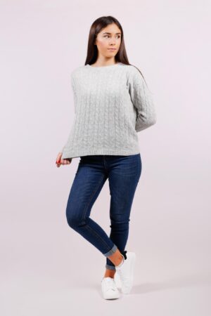MAGLIA girocollo con orli a costine e intrecci in rilievo