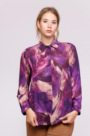 CAMICIA fantasia geometrica manica con asola e bottoni