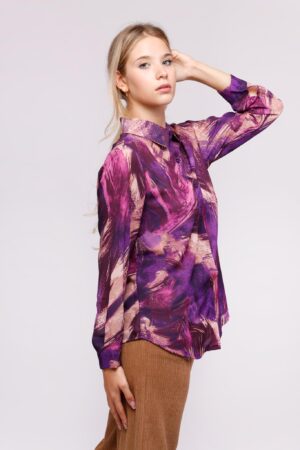 CAMICIA fantasia geometrica manica con asola e bottoni