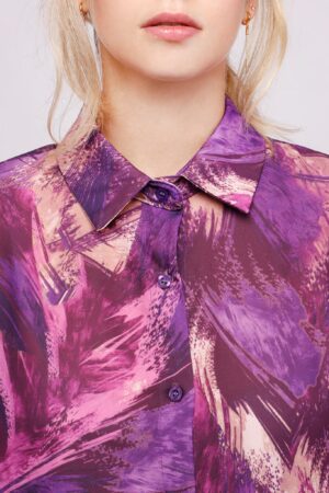 CAMICIA fantasia geometrica manica con asola e bottoni