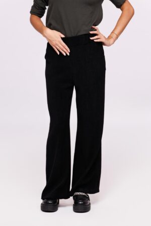 PANTALONE a coste con tasche e con elastico in vita
