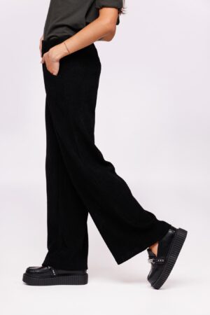 PANTALONE a coste con tasche e con elastico in vita