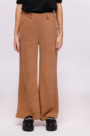 PANTALONE a coste con tasche e con elastico in vita