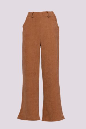 PANTALONE a coste con tasche e con elastico in vita