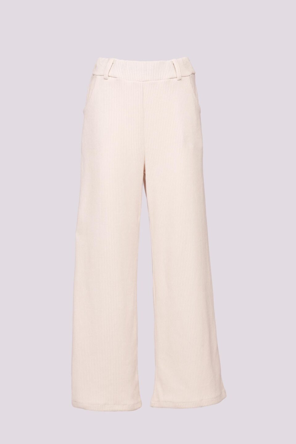 PANTALONE a coste con tasche e con elastico in vita