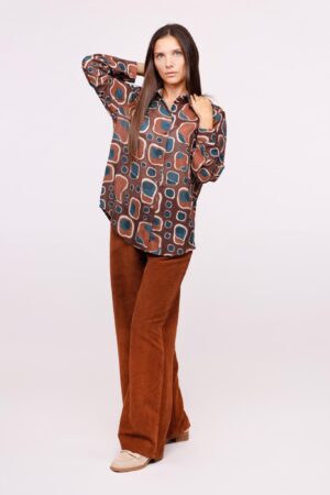 CAMICIA casual con stampa fantasia e polsini con bottoni ONEWORLD HYBRID