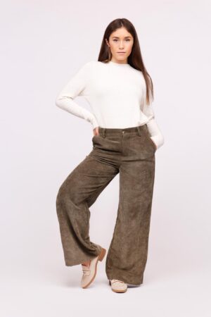 PANTALONE zampa di elefante a coste chiusura a bottone ONEWORLD HYBRID