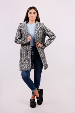 CAPPOTTO lungo con stampa fantasia con cappuccio e tasche orizzontali ONEWORLD HYBRID